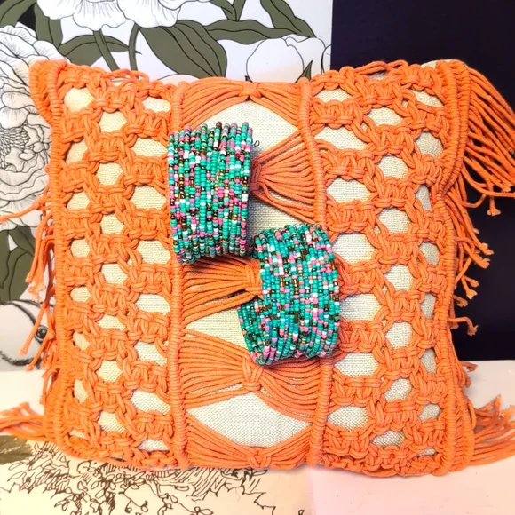 Set Of Tropical Seed Bead Cuff Bracelets - Picture 2 of 5